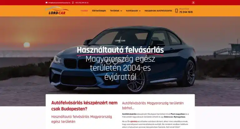 Debreceni használtautó felvásárlás Wordpress weboldal készítés és optimalizálás