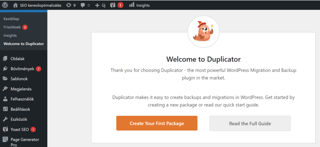 Wordpress oldal költöztetése új tárhelyre vagy új domain név alá Duplicator plugin a WordPress migrálásához