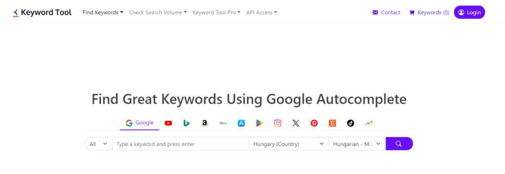 A Keyword Tool a Google Autocomplete alapján ad kulcsszó javaslatokat. 