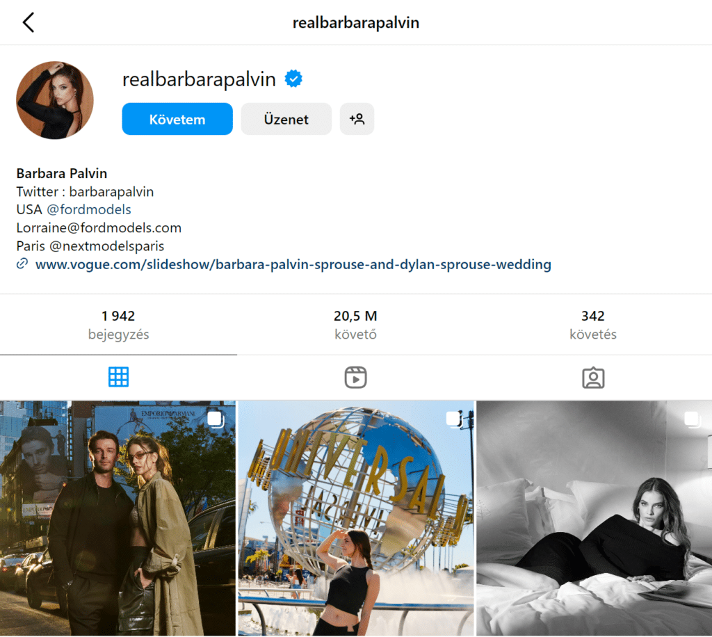 Palvin Barbara divatmodell a legnépszerűbb Instagram influencer 2024-ben