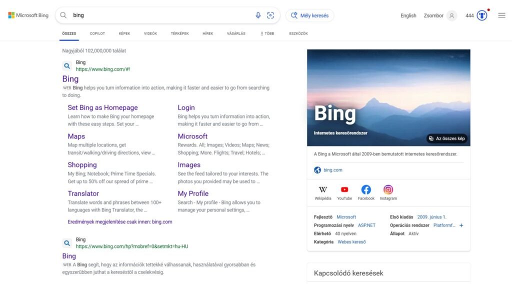 A Bing a Microsoft internetes keresője.