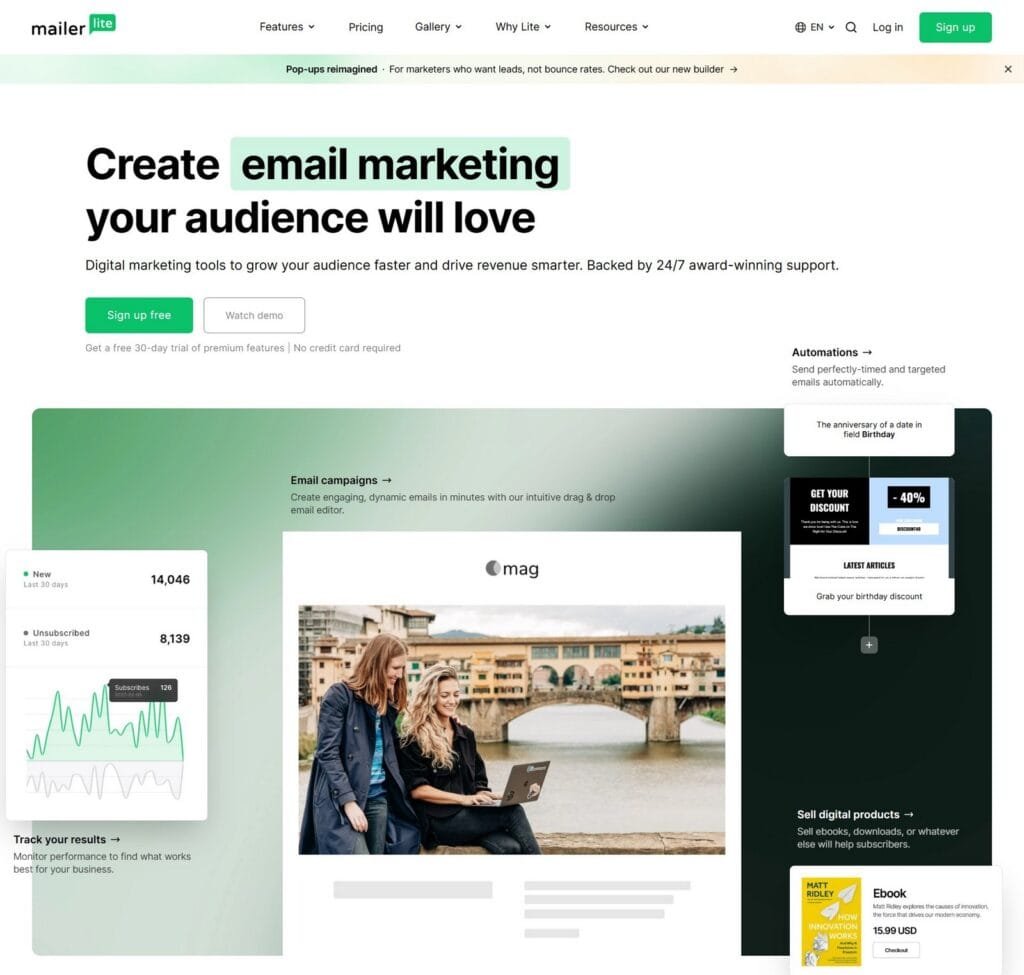 Email marketing útmutató, e-mail marketing szerepe online marketing szempontból A kisebb vállalkozások számára ideális lehet a MailerLite, amely egyszerű felülettel és kedvező árazással rendelkezik.